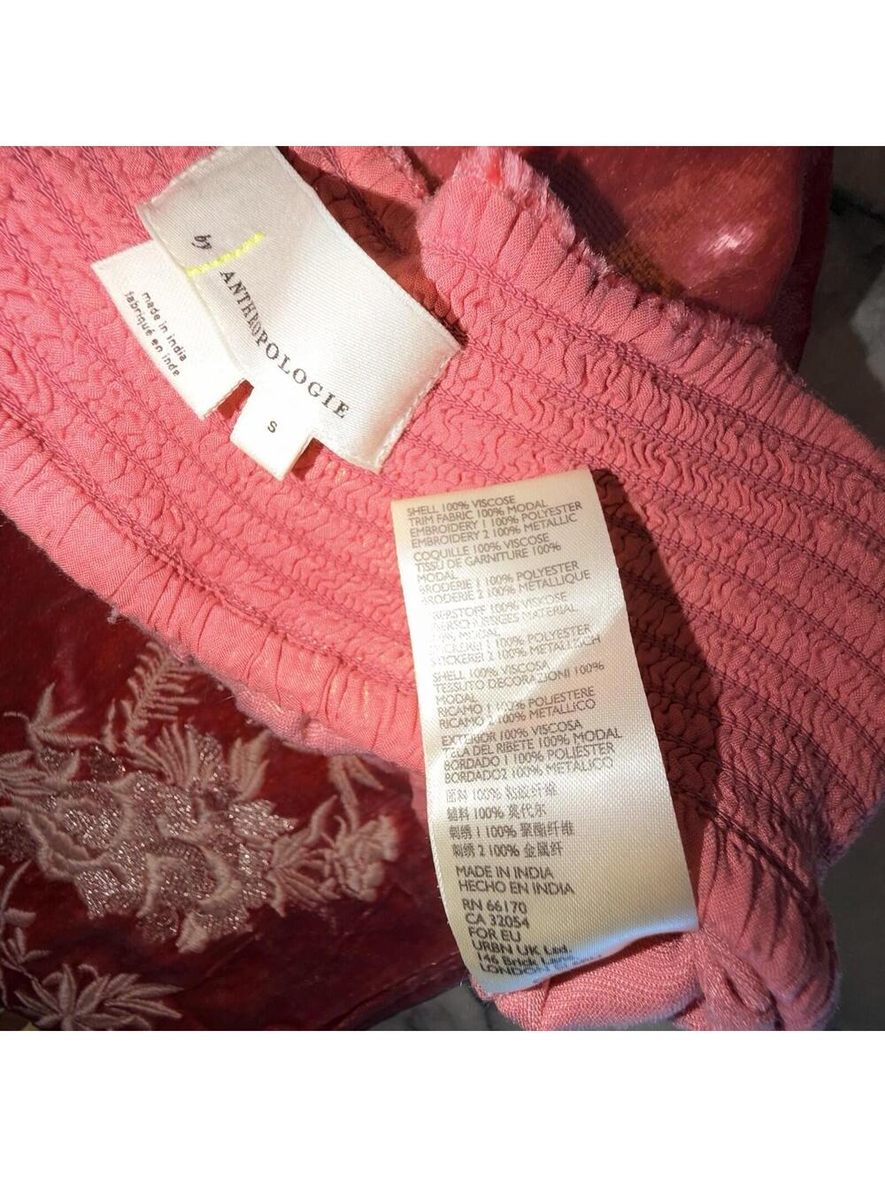 Anthropologie Rosie Embroidered Crushed Velvet Joggers Sz small boho PINK pants - Picture 5 of 8
